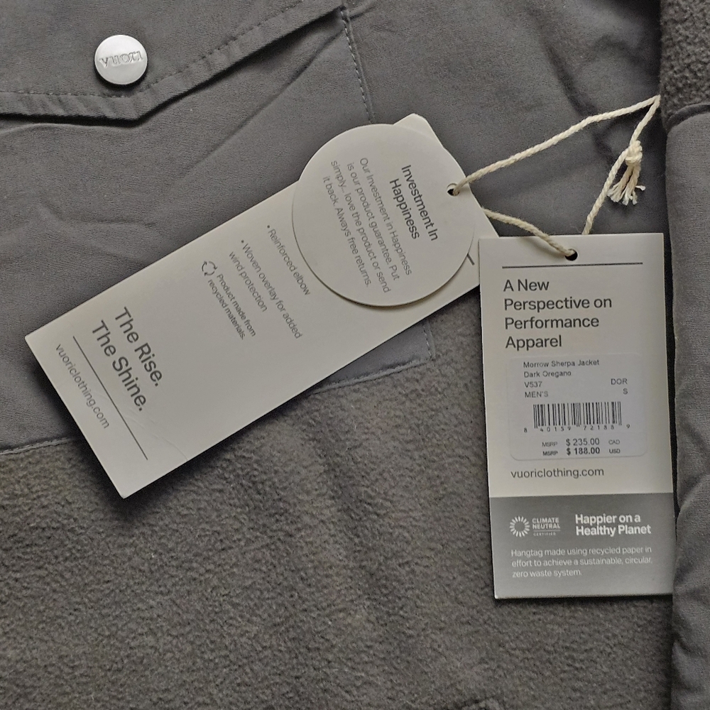 Vuori Morrow Sherpa Jacket Men Small Dark Oregano Green Long Sleeve Full Zip - Picture 9 of 15